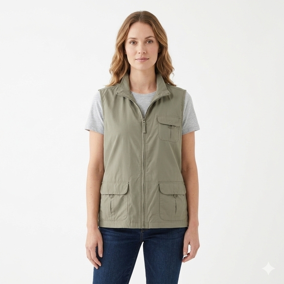 Northern Reflections Jackets & Blazers - Northern Reflections Green Utility Cargo Vest Outdoor Coastal Gorpcore Womens XL